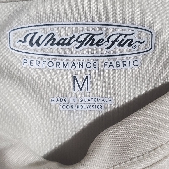 What The Fin Men's Cream Long Sleeve Shirt With Design On Back And Front. Sz M - Picture 2 of 4